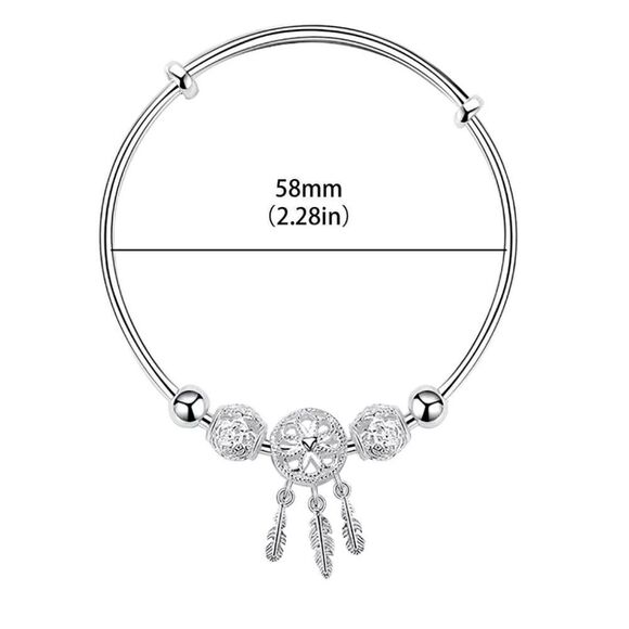 Dreamcatcher Sterling Silver Bracelet - 99.9% Pure Silver - Picture 5 of 9
